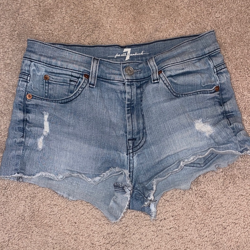 7 for all Mankind light wash denim shorts